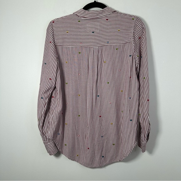 Rails Women’s Striped Heart Embroidered Button Down Blouse S Coquette Preppy - Picture 4 of 11